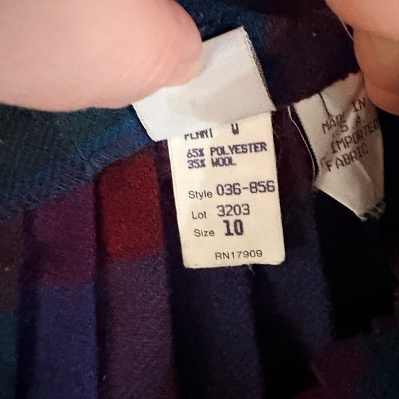 Vintage 70s Wool Blend Pykettes Pleated Plaid Midi Skirt Sz 10 - Picture 4 of 4